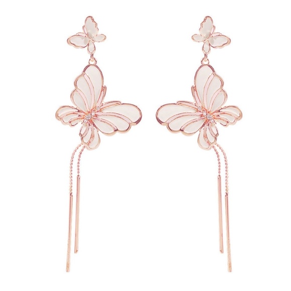 **DANNETTE* Rose Gold x Butterfly Fashion Earrings - Picture 1 of 6
